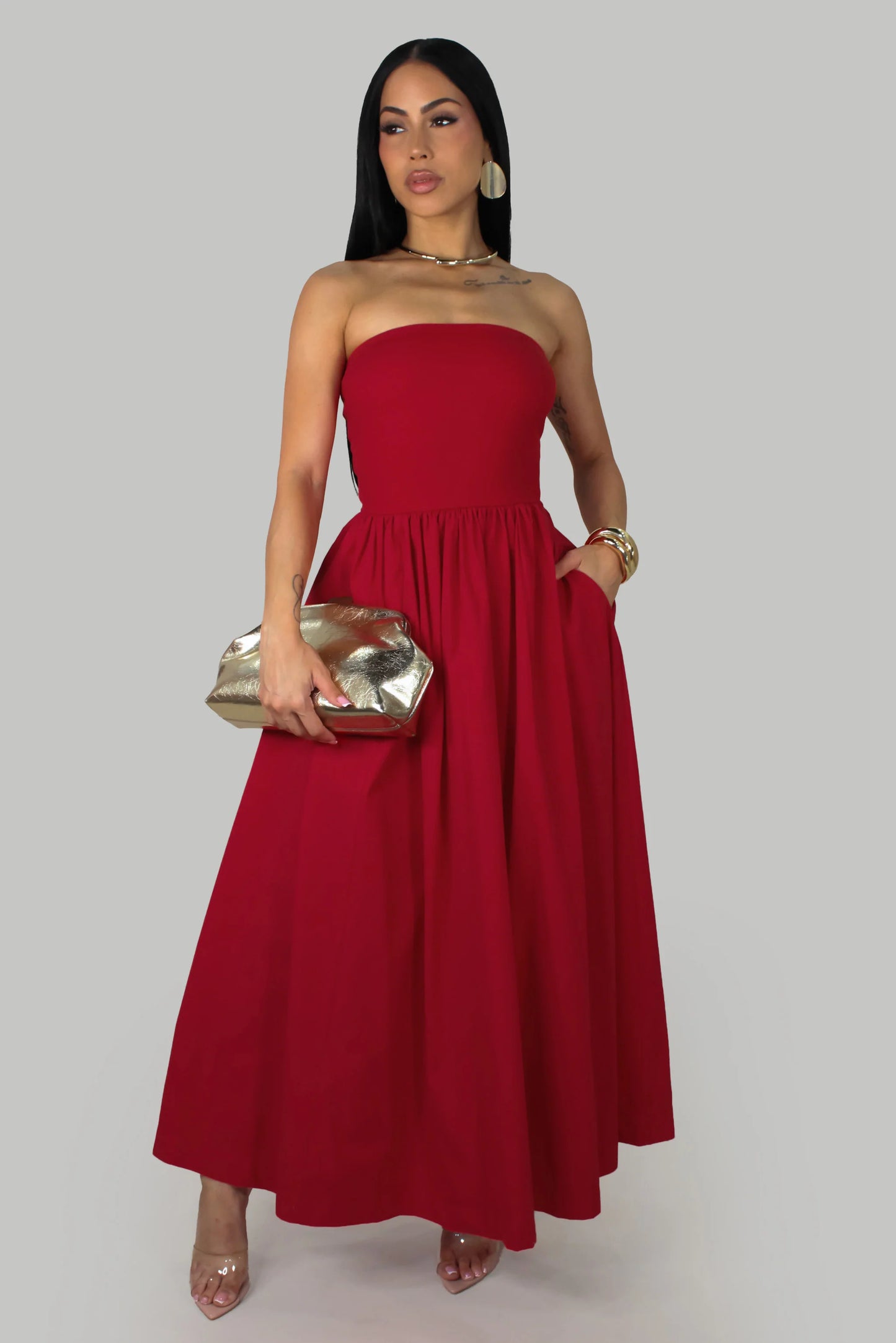 Passion Life Midi Dress -Red