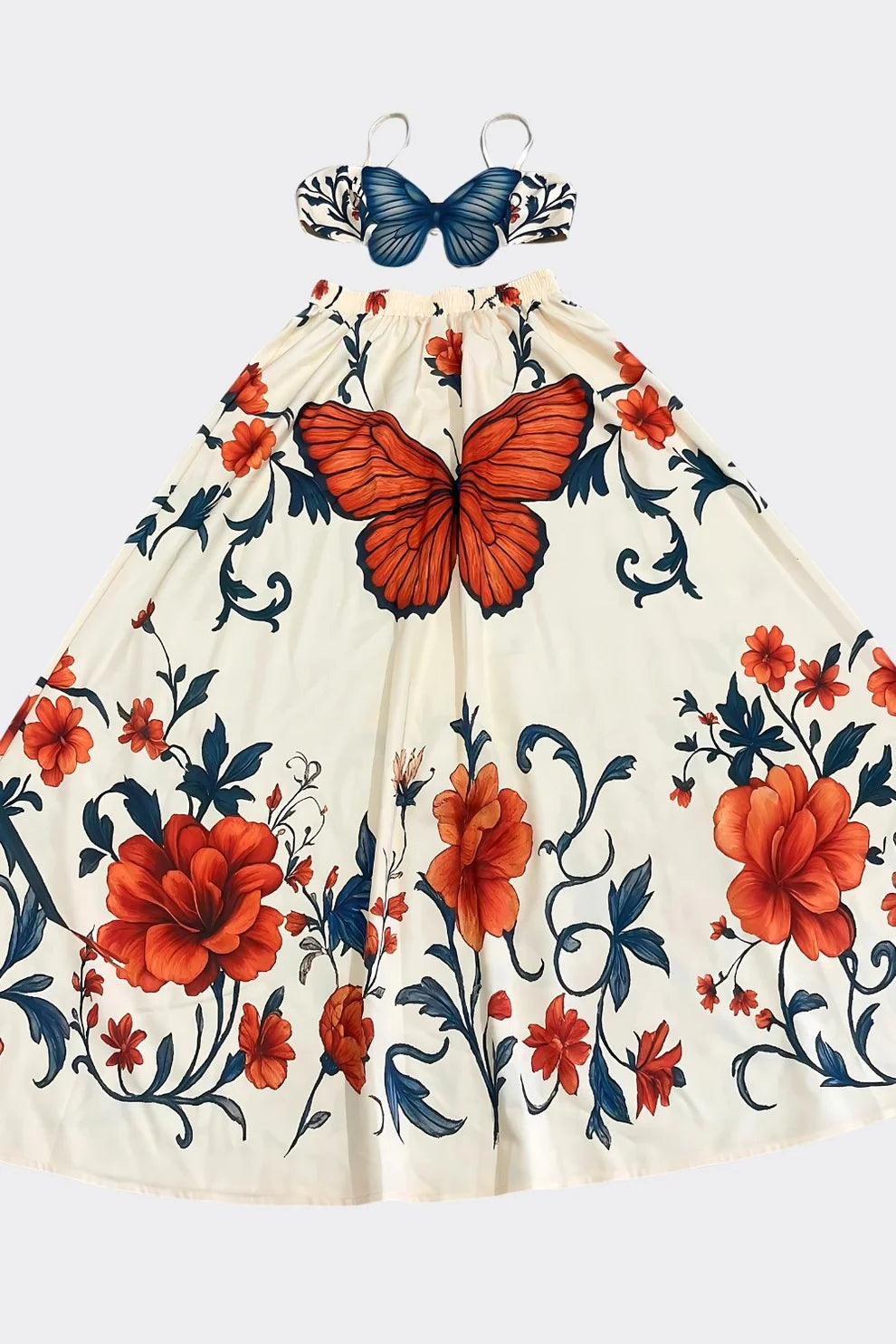 Buterflying It Skirt Set - Multi-Blue