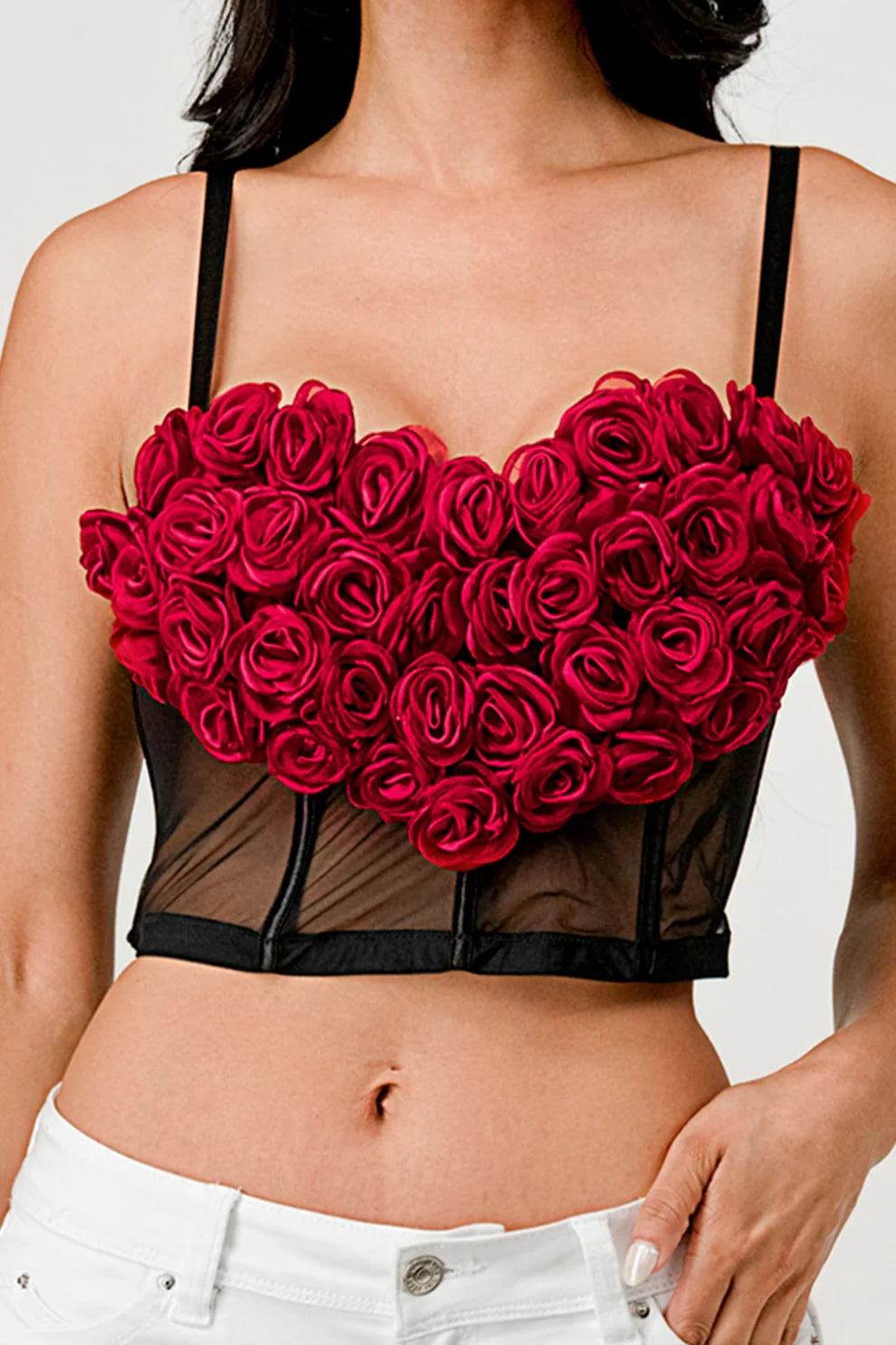 Give You Roses Crop Top - Black
