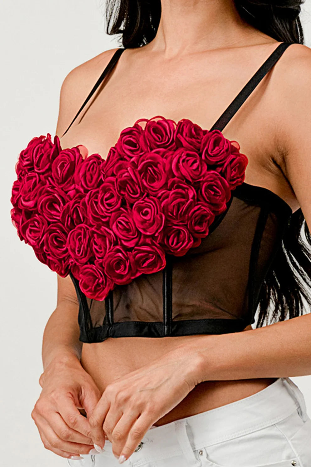 Give You Roses Crop Top - Black