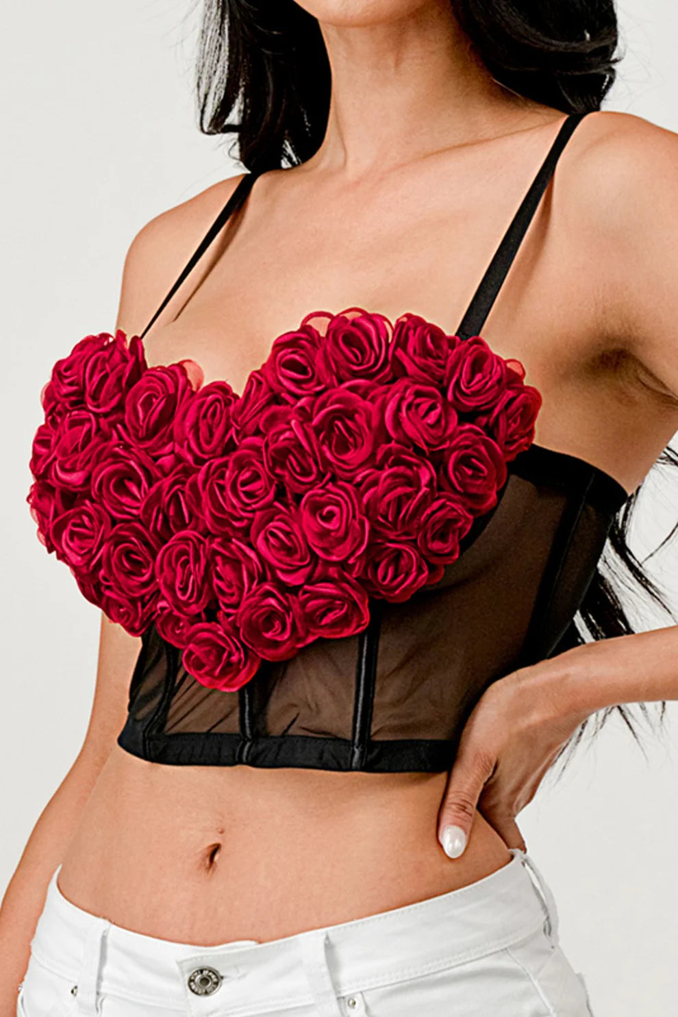 Give You Roses Crop Top - Black