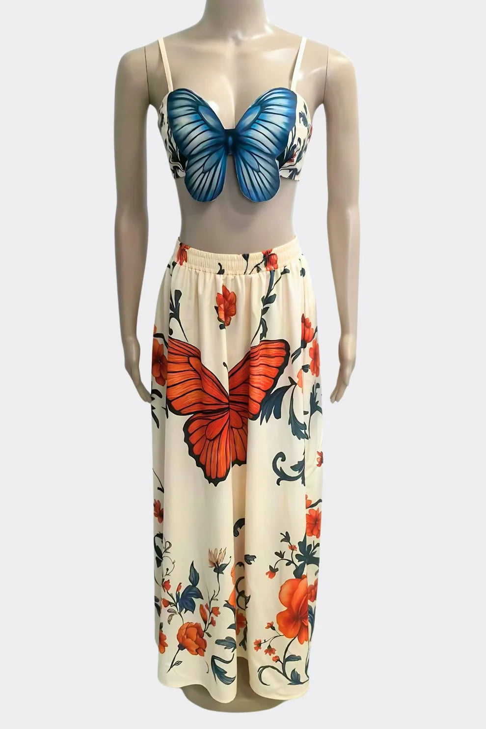 Buterflying It Skirt Set - Multi-Blue