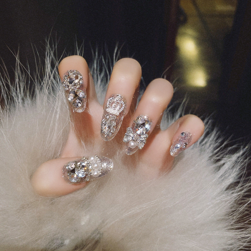 Glamour Galore: 24-Piece Sparkling Gem Fake Nails Box