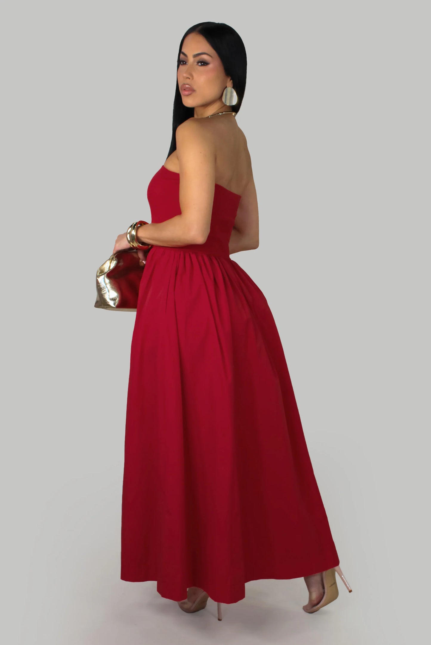 Passion Life Midi Dress -Red