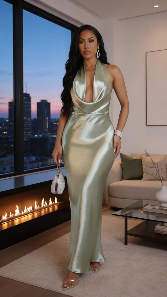 SATIN MAXI DRESS