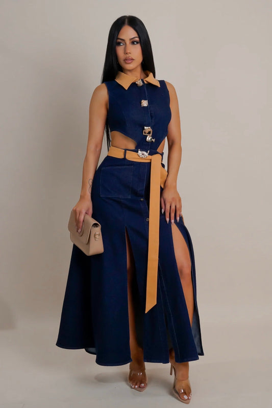 Keep Walking Maxi Dress - Navy
