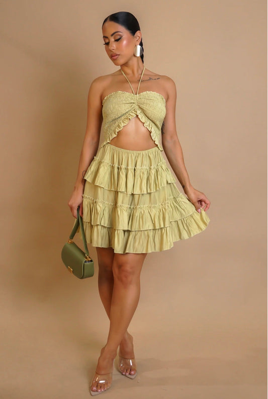 At Second Glance Mini Dress - Green