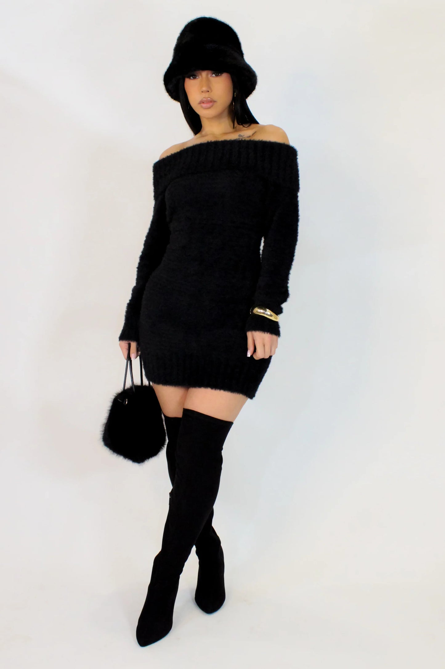 Let Me Grow Mini Dress - Black