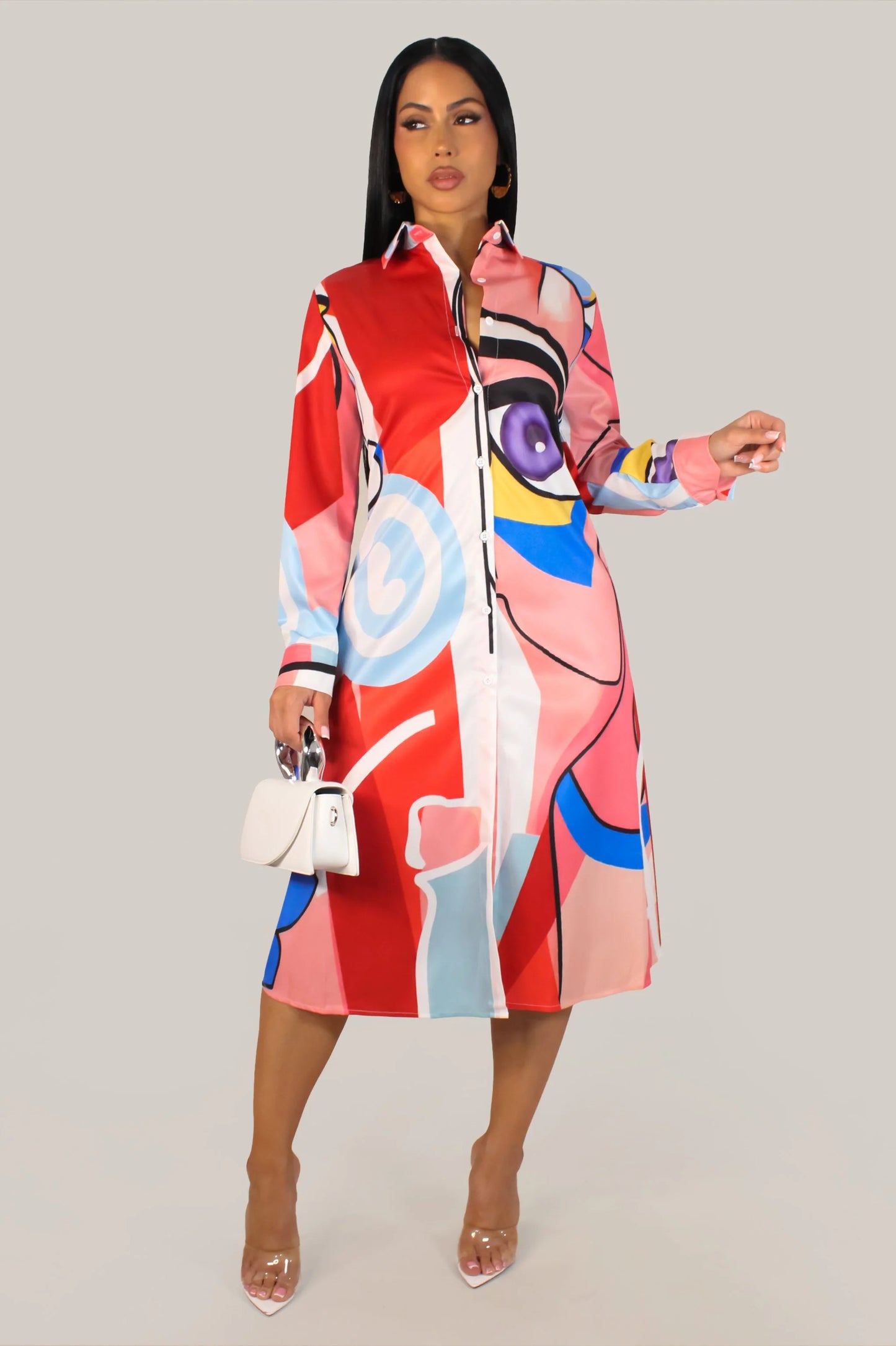 Mirelis Dress - Red-Multi