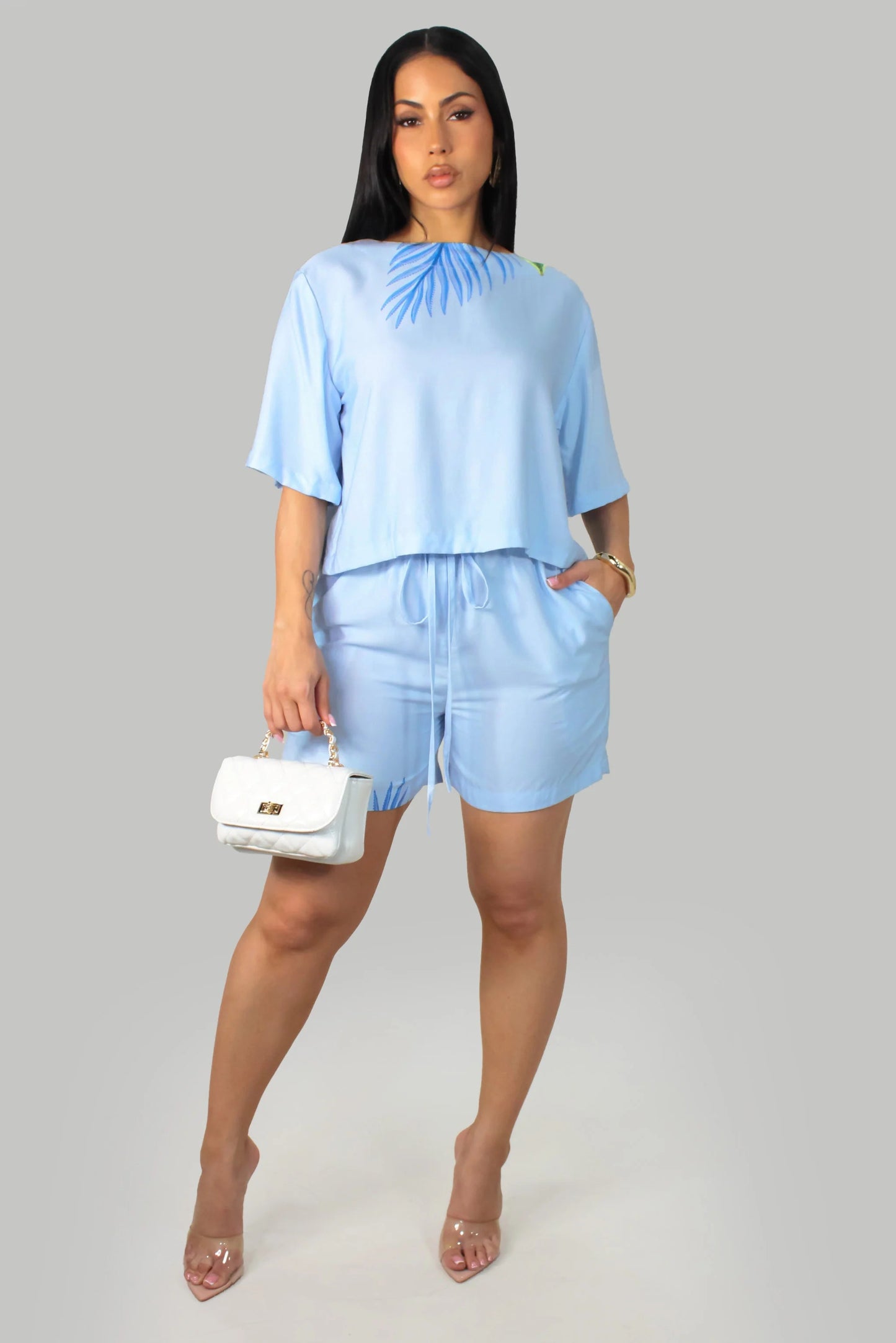 Walking Under The Palms-Short Set - Blue