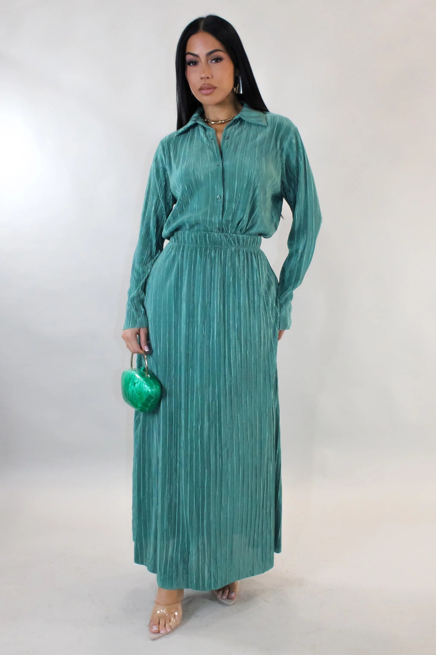 Give You A House Tour Skirt Set - Green